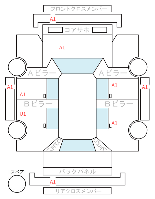 Body condition diagram (damage marks, Japanese labels)