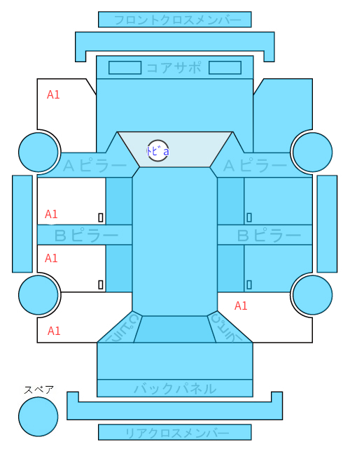 Body condition diagram (damage marks, Japanese labels)