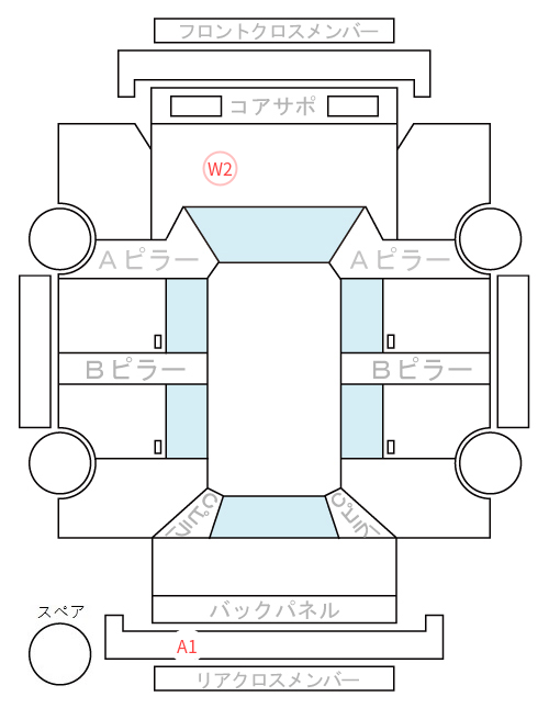 Body condition diagram (damage marks, Japanese labels)