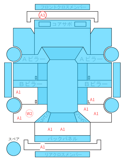 Body condition diagram (damage marks, Japanese labels)