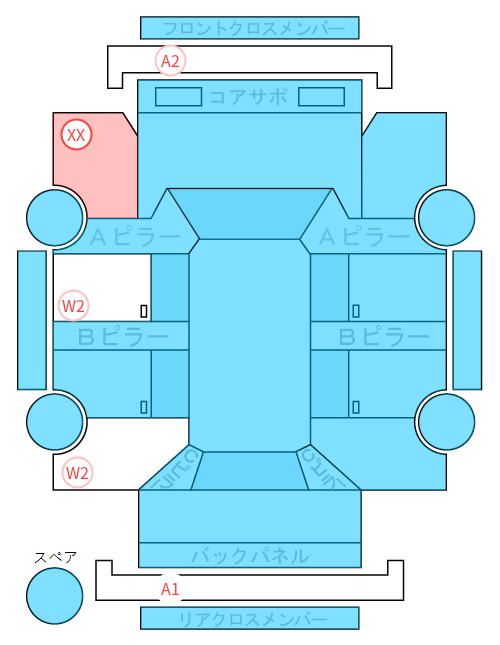 Body condition diagram (damage marks, Japanese labels)