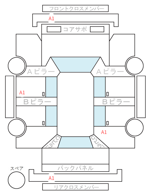 Body condition diagram (damage marks, Japanese labels)