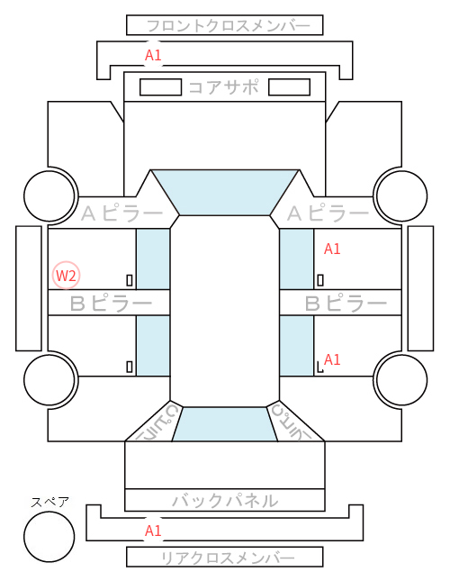 Body condition diagram (damage marks, Japanese labels)