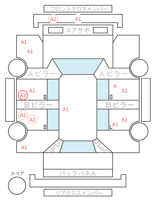 Body condition diagram (damage marks, Japanese labels)