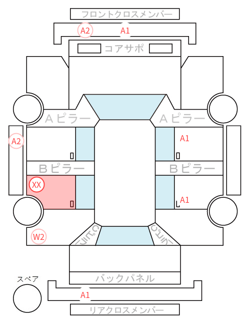 Body condition diagram (damage marks, Japanese labels)