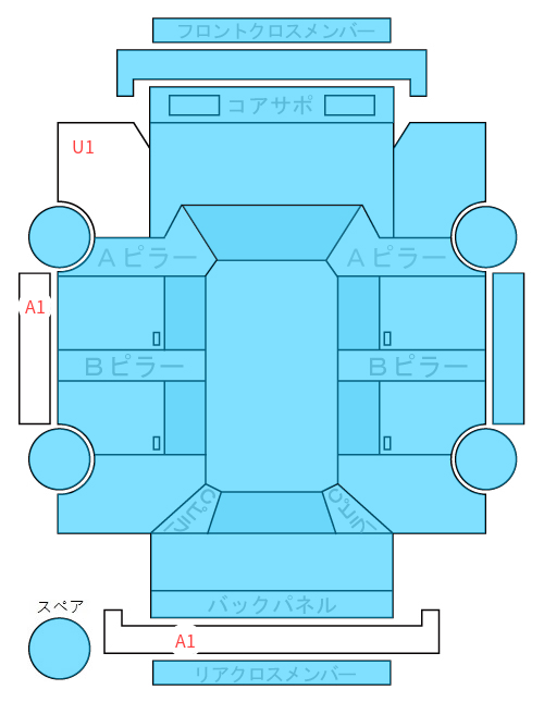 Body condition diagram (damage marks, Japanese labels)