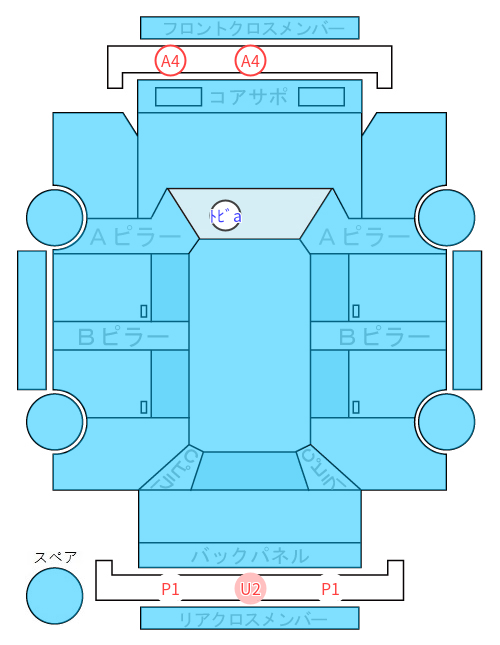 Body condition diagram (damage marks, Japanese labels)