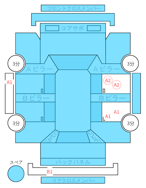 Body condition diagram (damage marks, Japanese labels)