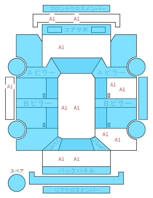 Body condition diagram (damage marks, Japanese labels)