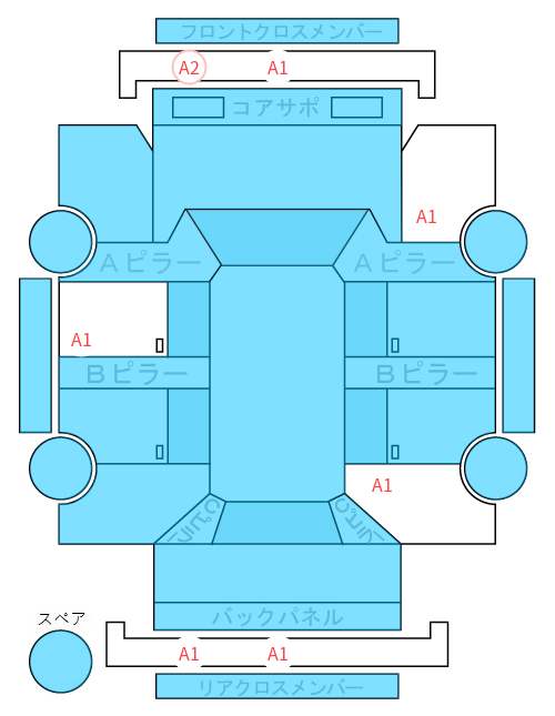 Body condition diagram (damage marks, Japanese labels)