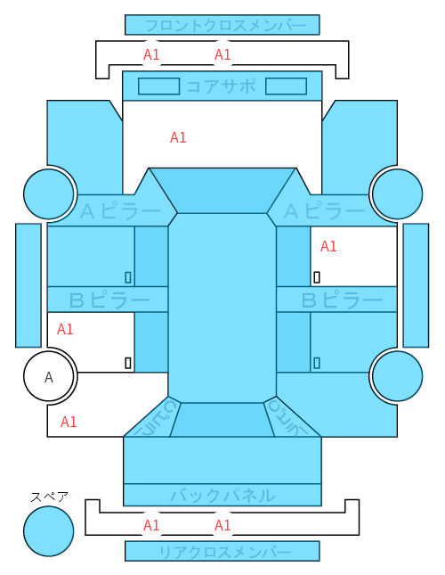 Body condition diagram (damage marks, Japanese labels)