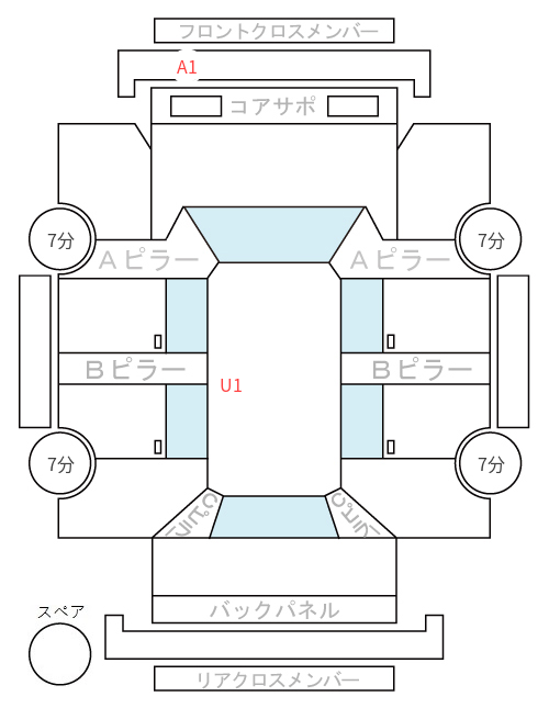 Body condition diagram (damage marks, Japanese labels)