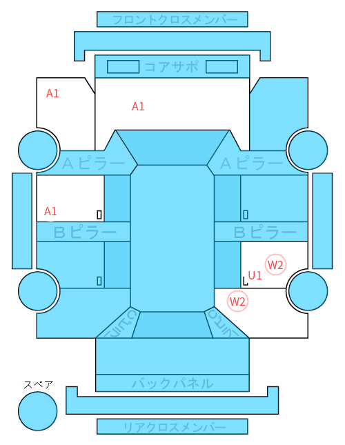 Body condition diagram (damage marks, Japanese labels)