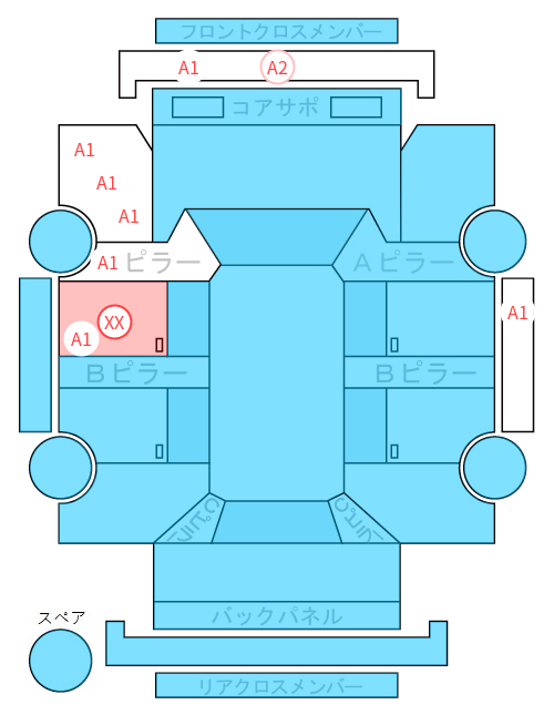 Body condition diagram (damage marks, Japanese labels)