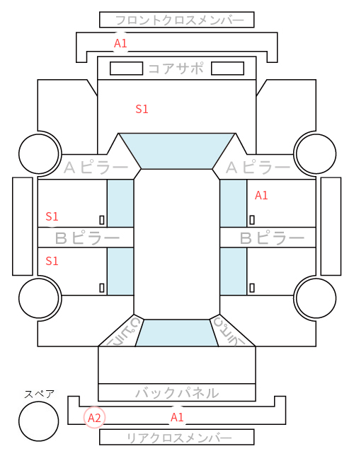 Body condition diagram (damage marks, Japanese labels)