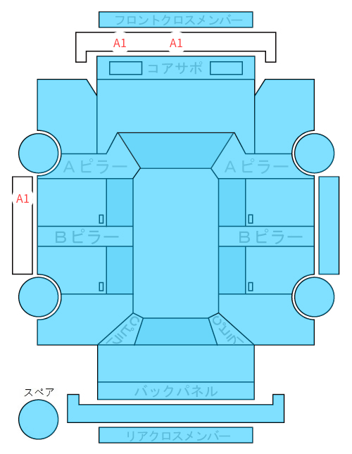 Body condition diagram (damage marks, Japanese labels)