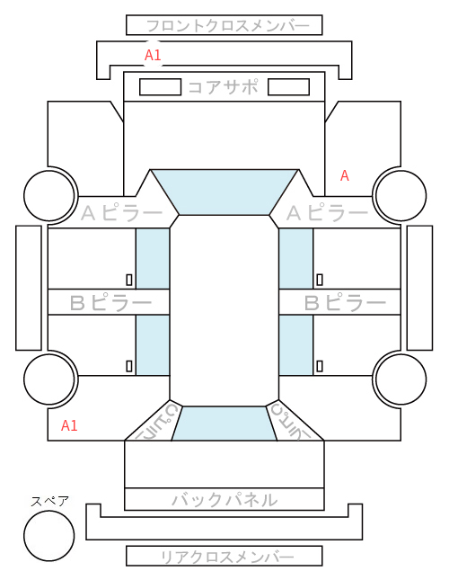 Body condition diagram (damage marks, Japanese labels)