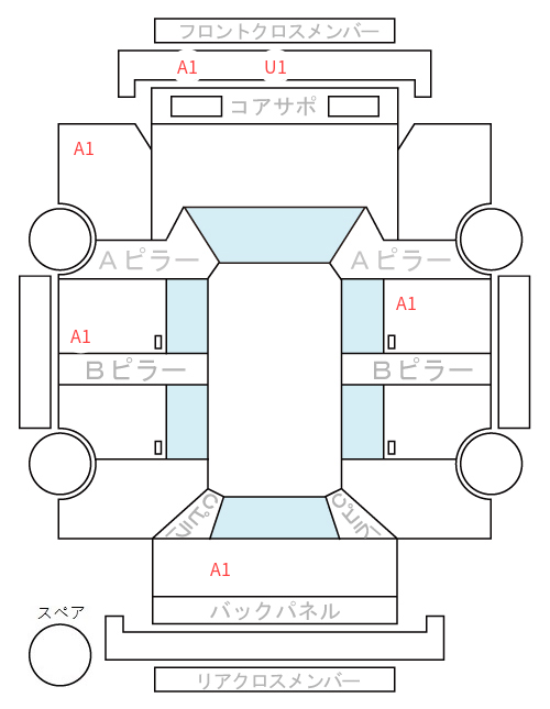 Body condition diagram (damage marks, Japanese labels)