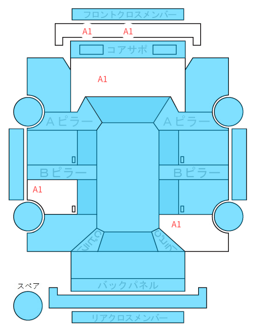 Body condition diagram (damage marks, Japanese labels)