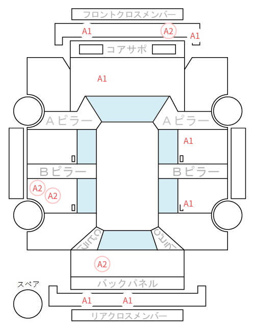 Body condition diagram (damage marks, Japanese labels)