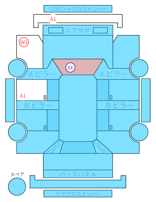 Body condition diagram (damage marks, Japanese labels)