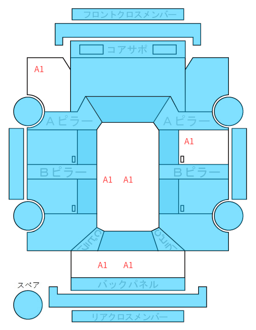 Body condition diagram (damage marks, Japanese labels)