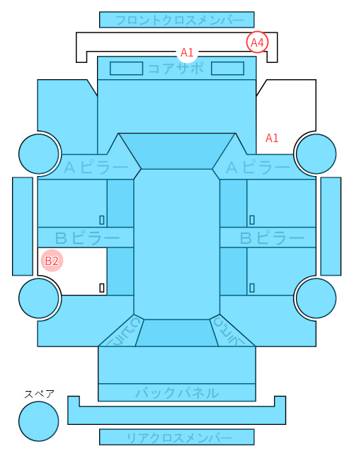 Body condition diagram (damage marks, Japanese labels)