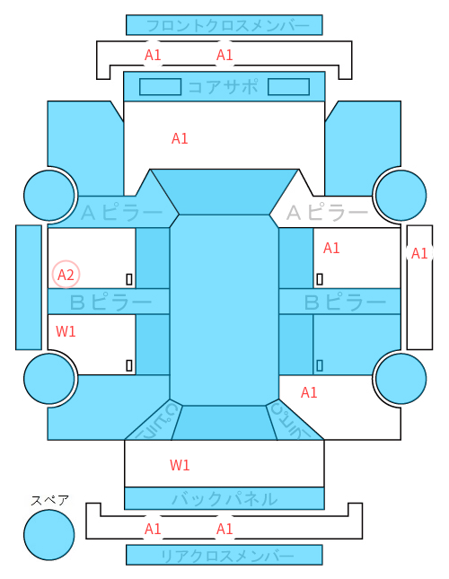 Body condition diagram (damage marks, Japanese labels)