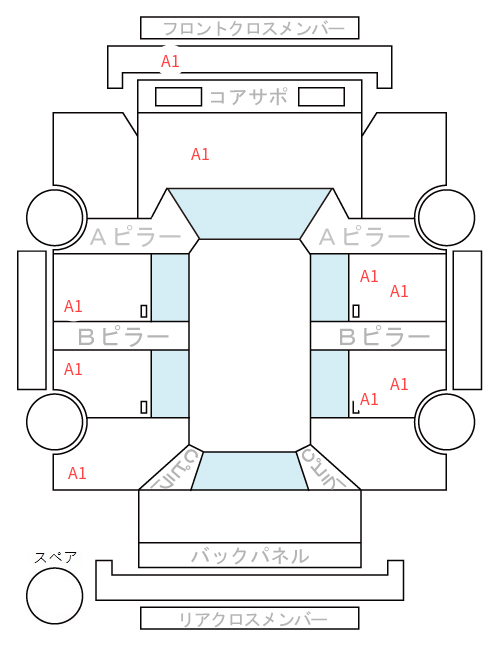 Body condition diagram (damage marks, Japanese labels)