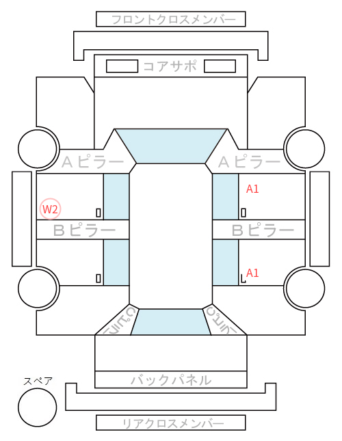 Body condition diagram (damage marks, Japanese labels)