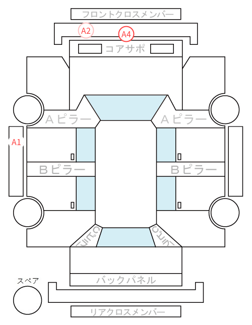 Body condition diagram (damage marks, Japanese labels)