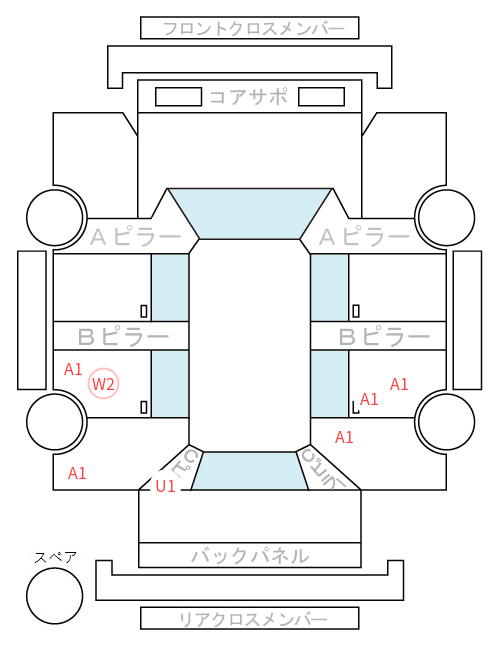 Body condition diagram (damage marks, Japanese labels)