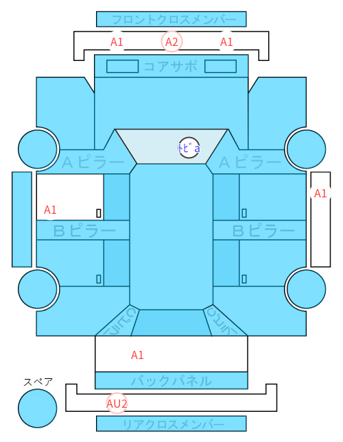 Body condition diagram (damage marks, Japanese labels)
