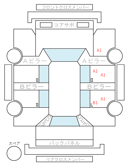 Body condition diagram (damage marks, Japanese labels)
