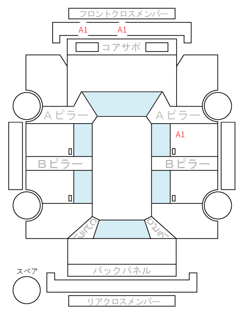 Body condition diagram (damage marks, Japanese labels)