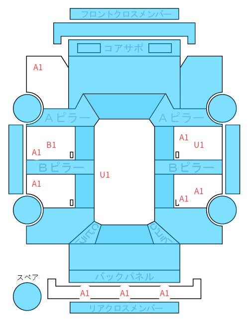 Body condition diagram (damage marks, Japanese labels)