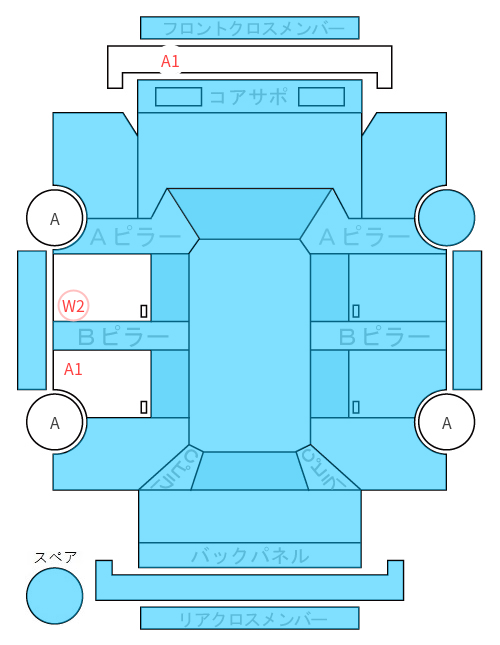 Body condition diagram (damage marks, Japanese labels)