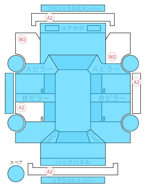 Body condition diagram (damage marks, Japanese labels)