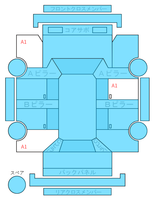 Body condition diagram (damage marks, Japanese labels)