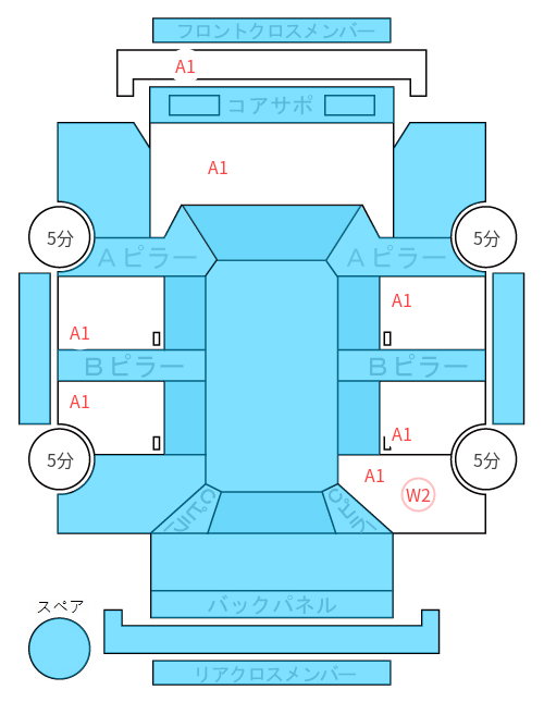Body condition diagram (damage marks, Japanese labels)