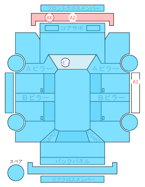 Body condition diagram (damage marks, Japanese labels)