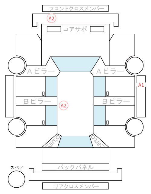 Body condition diagram (damage marks, Japanese labels)