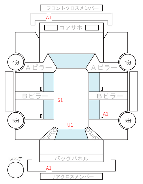 Body condition diagram (damage marks, Japanese labels)