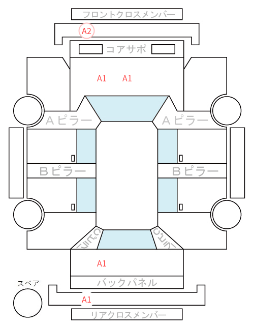 Body condition diagram (damage marks, Japanese labels)