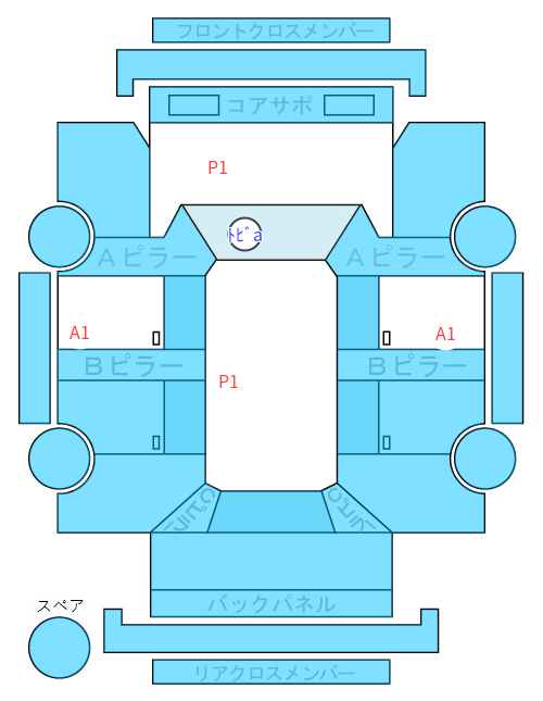 Body condition diagram (damage marks, Japanese labels)