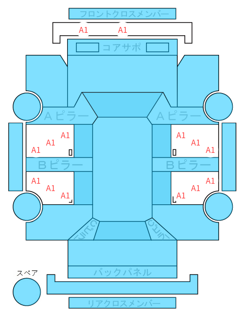 Body condition diagram (damage marks, Japanese labels)