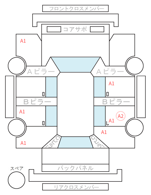 Body condition diagram (damage marks, Japanese labels)