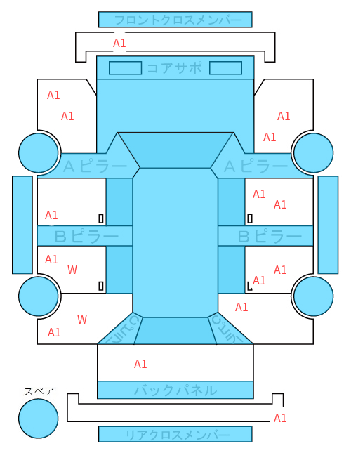 Body condition diagram (damage marks, Japanese labels)