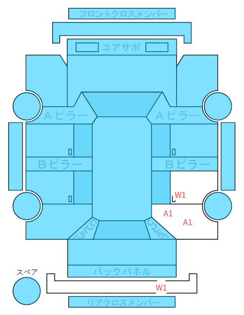 Body condition diagram (damage marks, Japanese labels)