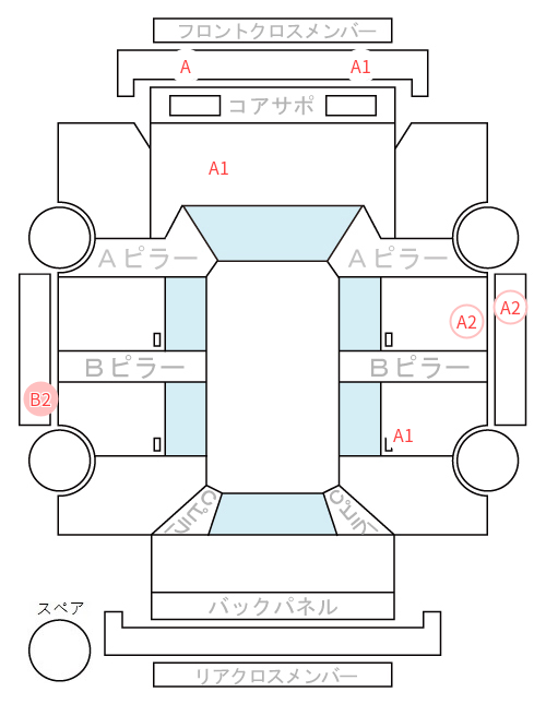 Body condition diagram (damage marks, Japanese labels)